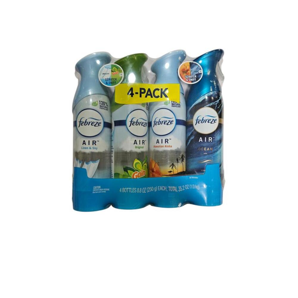 Febreze Air Freshener 4-Pack Bulk Linen Original Hawaiian Ocean 8.8oz NEW